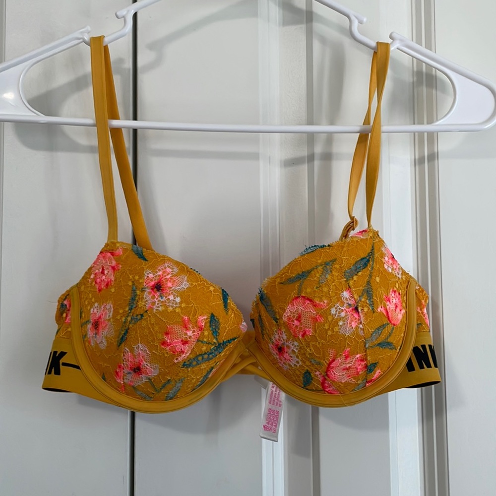 Floral yellow bra